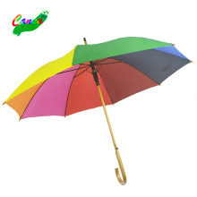 Stick dames parapluies en bois de couleur arc-en-ciel, 8colored le nouveau chapeau de parapluie arc-en-ciel de taiwan